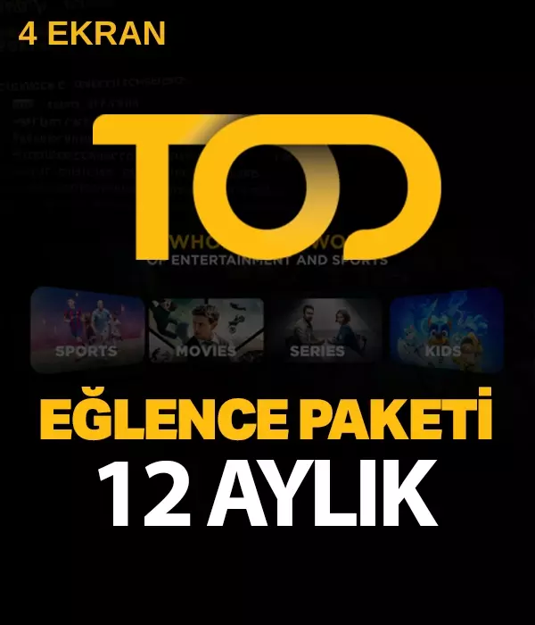 TOD 12 Aylık Eğlence Paketi (4 Ekran)